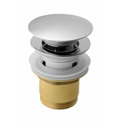 Odtok klik-klak za umivalnik z zapiranjem, premer zamaška 66 mm, kromast - Kromasta - 24 - Medenina - Odpiranje na pritisk - Aqualine - 25-45 mm - 1 1/4
