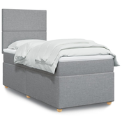Box spring postelja z vzmetnico svetlo siva 80x200 cm blago