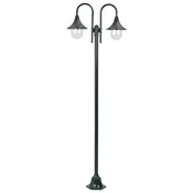 Vidaxl Vrtna ulična svetilka 220 cm E27 aluminij 2 svetilki zelena