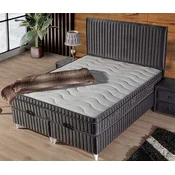 Casa Padrino luxury double bed with mattress gray/white 180 x 200 cm - Bedroom furniture