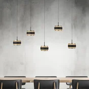LED-visoka svetilka PURE Falling Rings, črna, dolžina 101 cm, 5-žarilna - Dnevna soba/jedilnica - Sodobni - Kovina