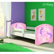 Djecji krevet ACMA s motivom, bocna bijela 160x80 cm 17-pony