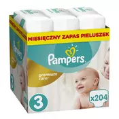 PAMPERS plenice Premium Care 3 Midi, 204 kosi