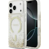 Maska Guess Resin Bottom Glitter MagSafe zaiPhone 17 Pro zlatna