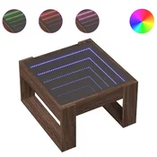 vidaXL vidaXL Klubska mizica z neskončnimi LED rjavi hrast 50x53x30 cm, (21323710)