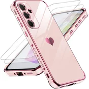GS Ovitek za Samsung Galaxy A54 5G, elektro srce, roza zlata + 2x 9H steklo