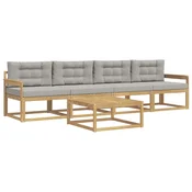 Set vanjskih sofa s jastukom 4 pcs Bijela i svjetlosiva