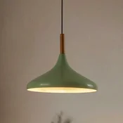 ROYALTECH Chrisova viseča svetilka, metina zelena/bela, O 35 cm, kovina, les podrobnosti - Dnevna soba/jedilnica - Skandinavski - zelena meta, bela, svetel les