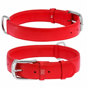 WAUDOG Ploščata zelo kakovostna usnjena dvoslojna pasja ovratnica rdeče barve, rdeča 27-36 cm, širina: 15 mm