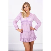 Dress with decorative ruffles in purple color