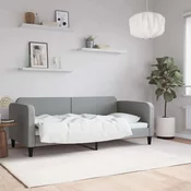 Greatstore Raztegljiva postelja svetlo siva 90x190 cm blago
