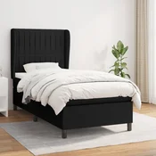 Greatstore Box spring postelja z vzmetnico črn 90x190 cm blago