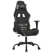 Vidaxl Gaming stol z oporo za noge črno in kamuflažno blago