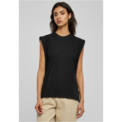 Womens organic tank top with heavy padded shoulder black