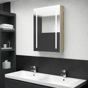 LED kupaonski ormaric s ogledalom bijeli i hrast 50x13x70 cm