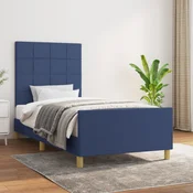 shumee vidaXL Posteljni okvir brez vzmetnice moder 90x200 cm blago
