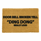 Predpražnik iz naravnih kokosovih vlaken Artsy Doormats Yell Ding Dong, 40 x 60 cm