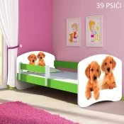 Djecji krevet ACMA s motivom, bocna zelena 140x70 cm 39-psici