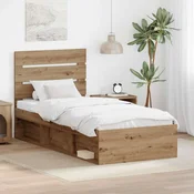 Vidaxl Konstrukcija postelje Oreh 75 x 190 cm Masivno borovo les
