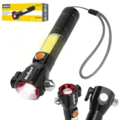 Rebel Taktična LED svetilka Zmogljiva ZOOM USB 200m Kladivo Nož Magnet
