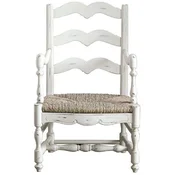 Casa Padrino luxury country style shabby chic dining room chair with armrests antique white/natural 55 x 50 x H. 90 cm - Luxury dining room furniture in country style