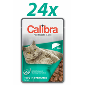Calibra Sterilised, mokra hrana za mačke, jetra, 24x100 g