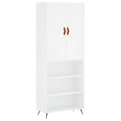 Vidaxl Visoka omara bela 69,5x34x180 cm inženirski les
