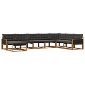Set vanjskih sofa s jastukom 8 pcs Prirodna i crna