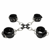 Ouch! Leather Hand And Legcuffs Black