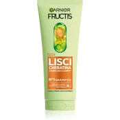 Garnier Fructis Lisci Cheratina hranilni šampon za sijaj in mehkobo las 200 ml
