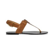 Pepe Jeans za ženske. PLS90705 Rjavi usnjeni sandali Sann One (37), Rjava, Ravna stran, Semiš, Zaponka, Priložnostno