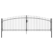 vidaXL VidaXL vrtna vrata s konico, dvojno nihajno, sivo 125x400 cm jeklo, (22094404)
