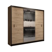 Ormar s ogledalom MIRO 250x215 cm hrast craft/crna