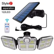 KJB Solarna zunanja svetilka s senzorjem gibanja, 122 LED, ločen panel, IP65