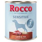 Ekonomično pakiranje: Rocco Sensitive 24 x 800 g - Janjetina i riža