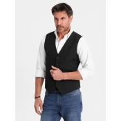 Ombre Elegant mens SLIM FIT herringbone vest - black