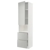 METOD/MAXIMERA Visoka omara za mv pečico+1 vr/2 pr, bela/Havstorp svetlo siva, 60x60x240 cm