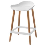 GRÖNSTA Barski stol, višina pulta bela/svetlo rjava/les notranji/zunanji, 64 cm