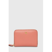 Usnjena denarnica Lauren Ralph Lauren ženski, roza barva