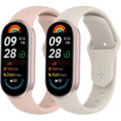 GS 2x silikonski pašček za Xiaomi Smart Band 10/9/8, roza, bež