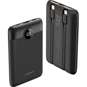 VEGER VEGER powerbank 10000 mAh z vgrajenimi kabli tipa C / Lightning PD QC3.0 2A 22,5W C11 (W1170) črn