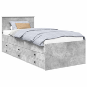 Krevet na dan Beton siva i crna 70 x 190 cm Konstruirano drvo