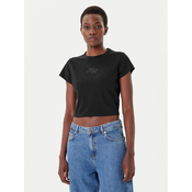 HUGO Majica Rhinestone 50551404 Črna Slim Fit