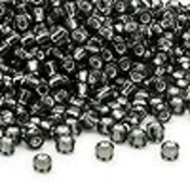 Kašaste perle (seed beads) 4 mm providna sa srebrnom linijom crna