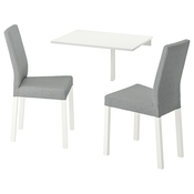 NORBERG / KÄTTIL Sto i 2 stolice, bela/Knisa svetlosiva, 74 cm