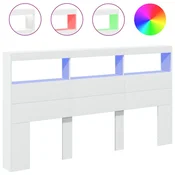 Vidaxl Omarica za vzglavje postelje LED bela 180x17x102 cm