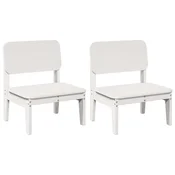 Vidaxl Vrtni stoli 2 kosa Bela 60x52,5x72 cm Masivni les borovega lesa