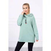 Tunic with zipper on hood Oversize dark mint