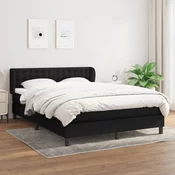 Greatstore Box spring postelja z vzmetnico črna 140x200 cm blago