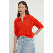 Pamučni pulover United Colors of Benetton boja: narančasta, lagani